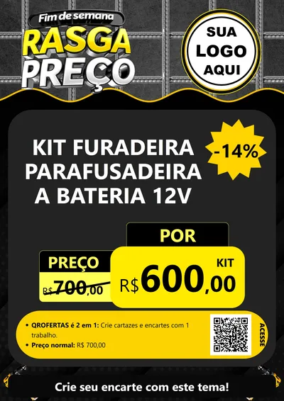 Modelo de Cartaz para Cartaz A4 Vertical com o tema Fim de Semana Rasga Preço para Maquinas e Ferramentas