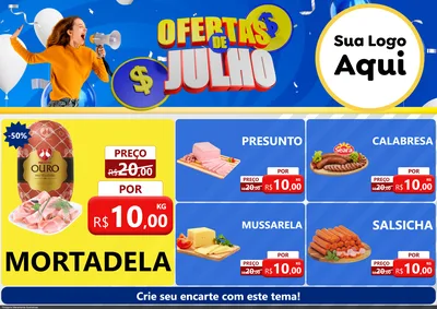 Modelo de Encarte para Encarte A4 Horizontal com o tema Ofertas de Julho para Frios e Laticínios