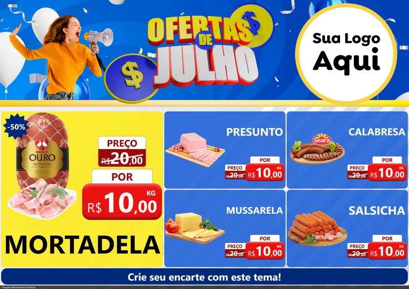 Modelo de Encarte para Encarte A4 Horizontal com o tema Ofertas de Julho para Frios e Laticínios