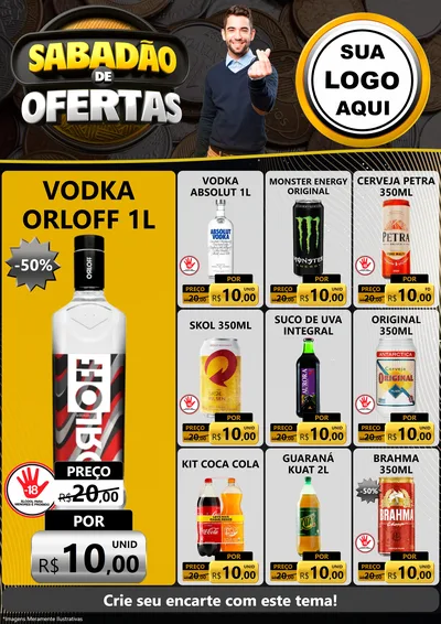 Modelo de Encarte para Encarte A4 Vertical com o tema Sabadão de Ofertas para Distribuidora de bebidas