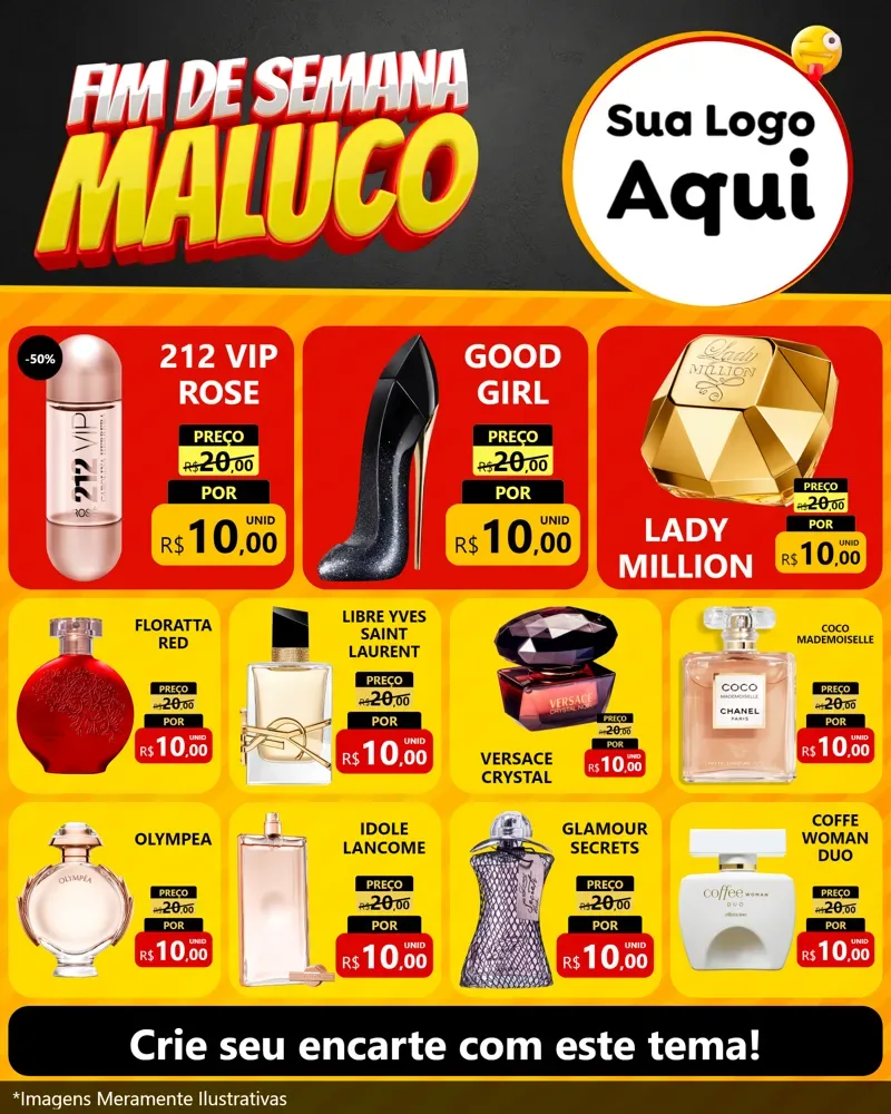 Modelo de Rede Social para Feed Instagram com o tema Final de Semana Maluco para Perfumes
