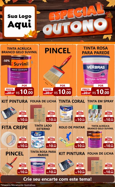 Modelo de Encarte para Encarte Grande com o tema Especial Outono para Tintas e Ferramentas