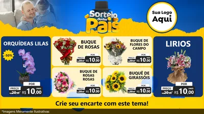 Modelo de TV para TV Horizontal com o tema Sorteio Dia Dos Pais para Floricultura e jardim