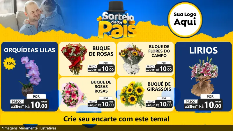 Modelo de TV para TV Horizontal com o tema Sorteio Dia Dos Pais para Floricultura e jardim