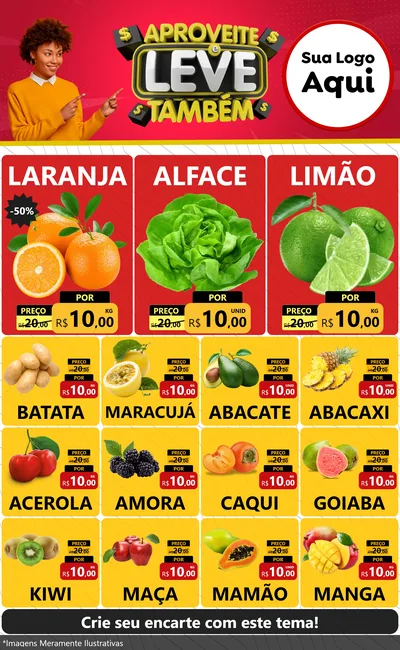 Modelo de Encarte para Encarte Grande com o tema Aproveite e Leve Também para Hortifrúti