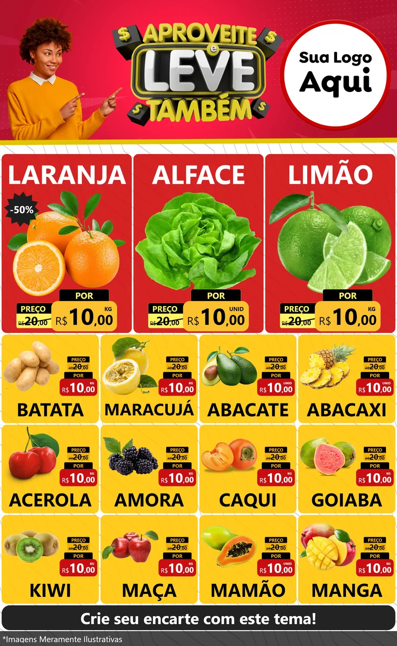 Modelo de Encarte para Encarte Grande com o tema Aproveite e Leve Também para Hortifrúti