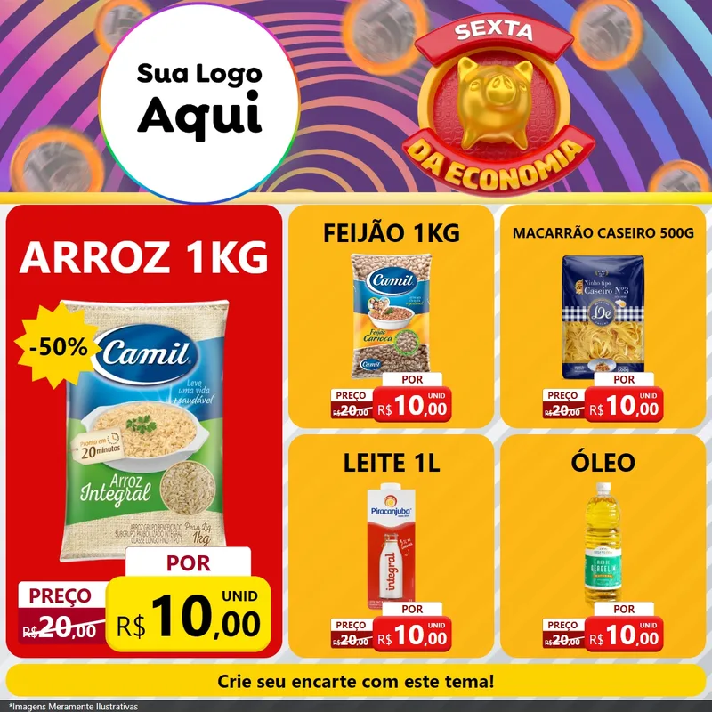 Modelo de Rede Social para Feed Facebook com o tema Sexta da Economia para Supermercado