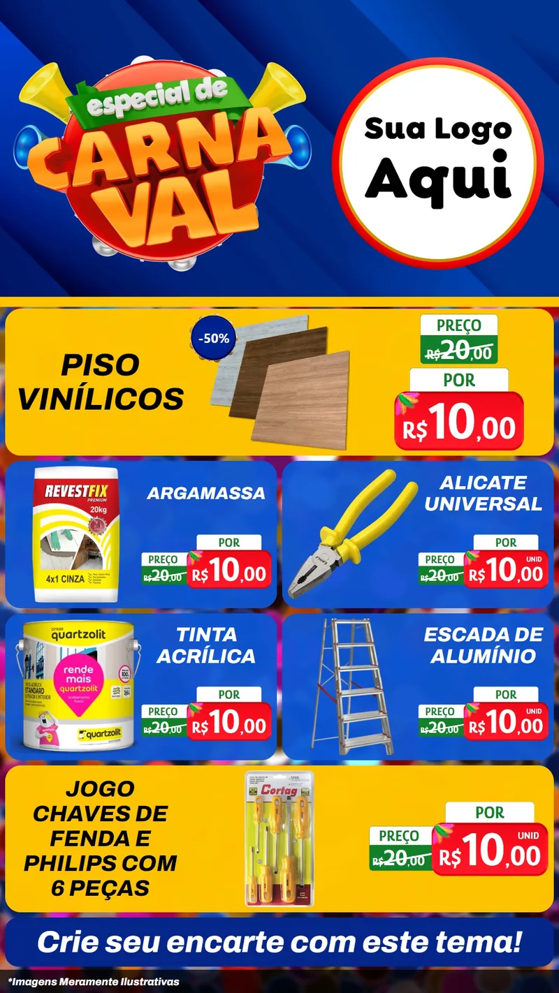Modelo de TV para TV Vertical com o tema Especial de Carnaval para Material para Construção