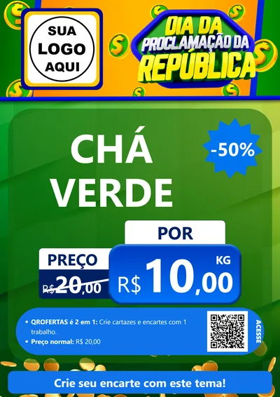 Modelo de Cartaz para Cartaz A4 Vertical com o tema Dia Da Proclamação da República para Produtos Naturais