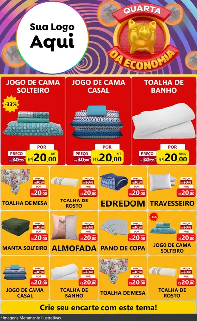Modelo de Encarte para Encarte Grande com o tema Quarta da Economia para Cama, Mesa e Banho