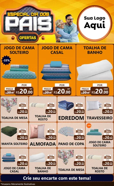 Modelo de Encarte para Encarte Grande com o tema Especial Dia dos Pais para Cama, Mesa e Banho