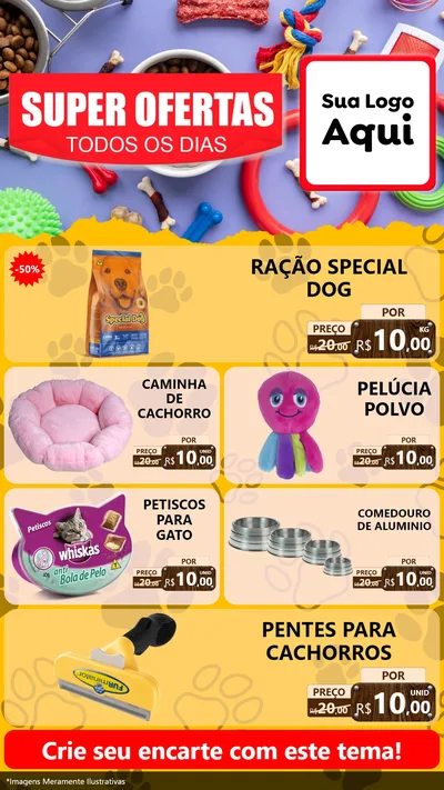 Modelo de TV para TV Vertical com o tema Super Ofertas Todos os Dias para Pet Shop