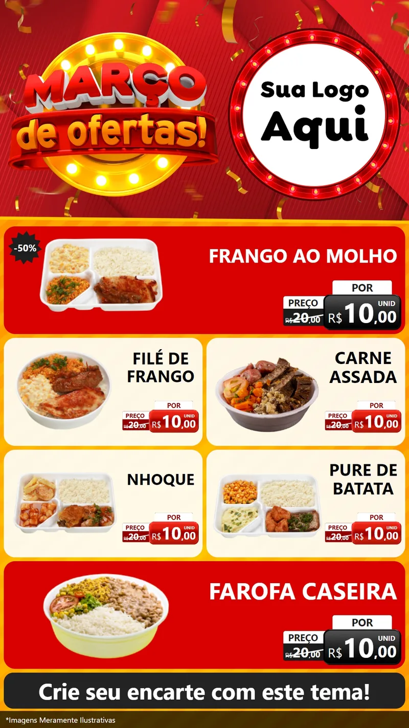 Modelo de TV para TV Vertical com o tema Março de Ofertas! para Restaurante