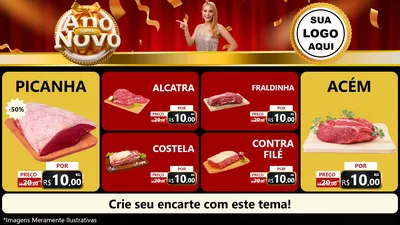 Modelo de TV para TV Horizontal com o tema Super Ano Novo para Açougue
