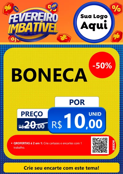 Modelo de Cartaz para Cartaz A4 Vertical com o tema Fevereiro Imbatível para Brinquedos