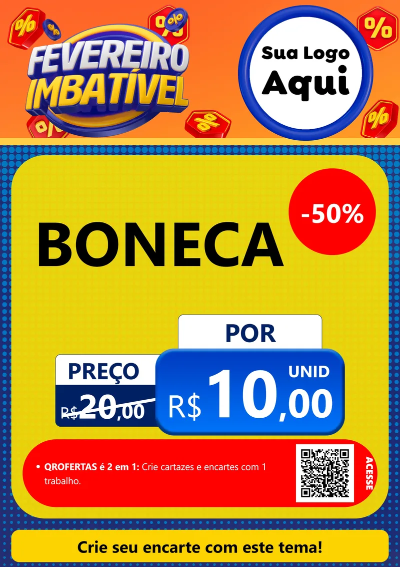 Modelo de Cartaz para Cartaz A4 Vertical com o tema Fevereiro Imbatível para Brinquedos