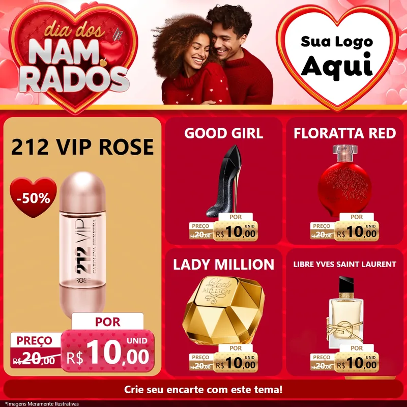 Modelo de Rede Social para Feed Facebook com o tema Dia dos Namorados para Perfumes