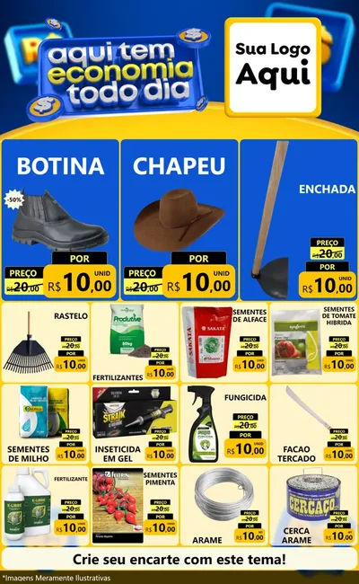 Modelo de Encarte para Encarte Grande com o tema Aqui Tem Economia Todo Dia para Agropecuária