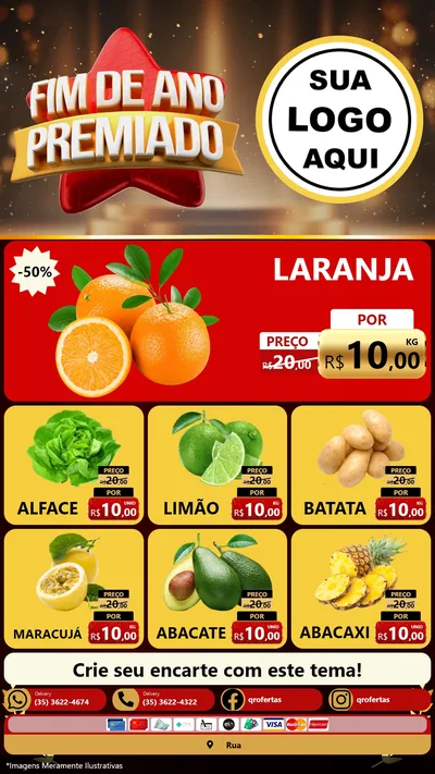 Modelo de Rede Social para Stories com o tema Fim de Ano Premiado para Hortifrúti