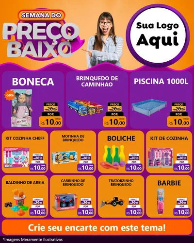 Modelo de Rede Social para Feed Instagram com o tema Semana do Preço Baixo para Brinquedos