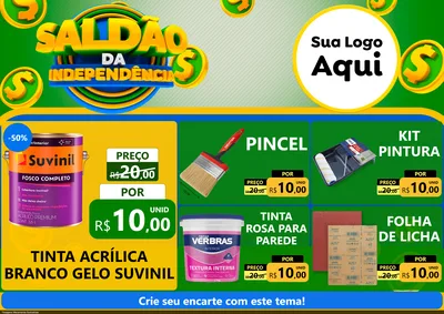 Modelo de Encarte para Encarte A4 Horizontal com o tema Saldão da Indepêndencia para Tintas e Ferramentas