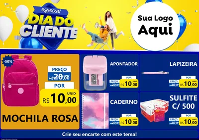 Modelo de Encarte para Encarte A4 Horizontal com o tema Especial Dia do Cliente para Papelaria