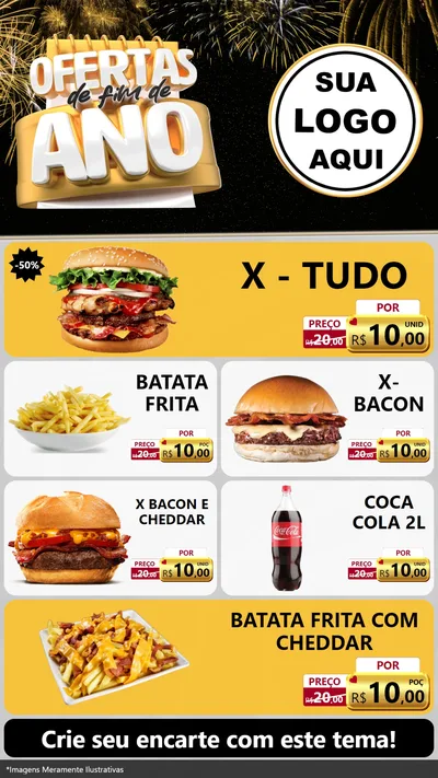 Modelo de TV para TV Vertical com o tema Ofertas de Fim de Ano para Hamburgueria