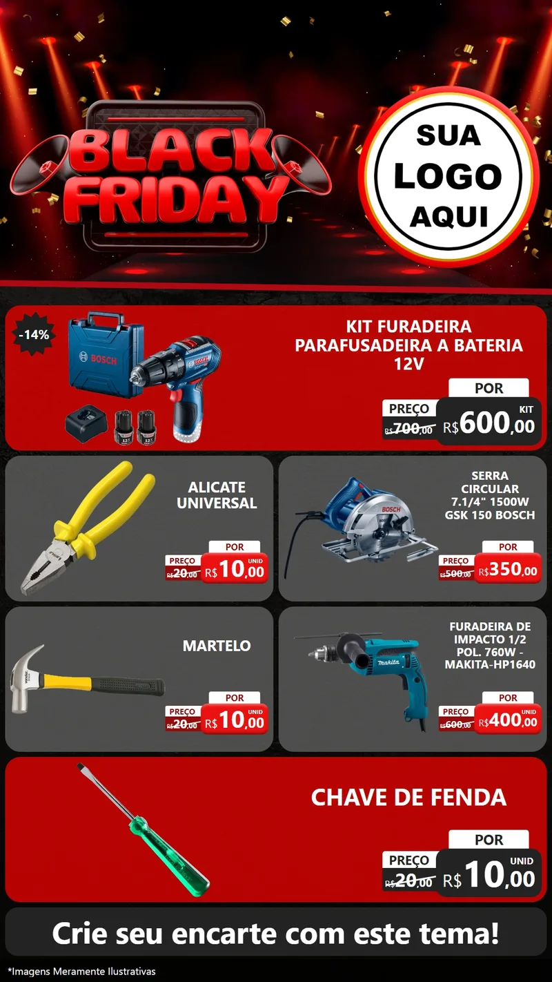 Modelo de TV para TV Vertical com o tema Black Friday para Maquinas e Ferramentas