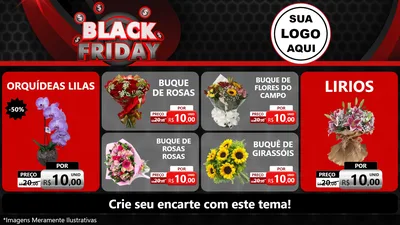 Modelo de TV para TV Horizontal com o tema Black Friday para Floricultura e jardim