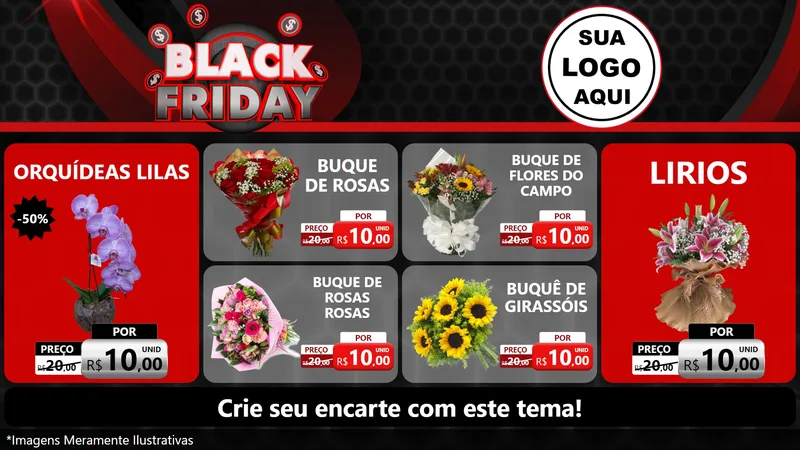 Modelo de TV para TV Horizontal com o tema Black Friday para Floricultura e jardim