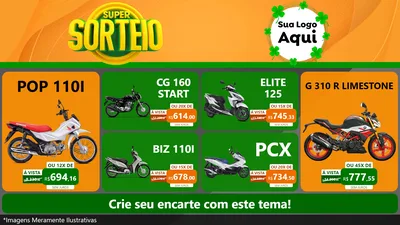 Modelo de TV para TV Horizontal com o tema Super Sorteio para Concessionaria de Motos