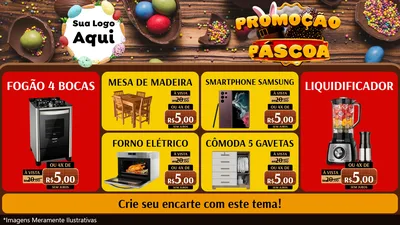 Modelo de TV para TV Horizontal com o tema Promoção Páscoa para Móveis e Eletro
