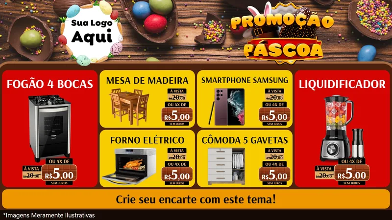 Modelo de TV para TV Horizontal com o tema Promoção Páscoa para Móveis e Eletro