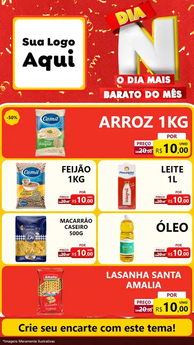 Modelo de TV para TV Vertical com o tema Dia N o Dia Mais Barato do Mês para Supermercado