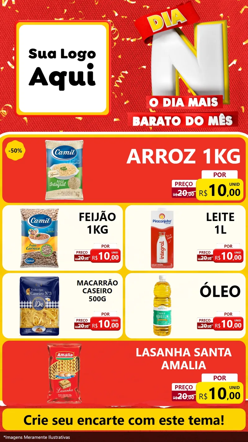 Modelo de TV para TV Vertical com o tema Dia N o Dia Mais Barato do Mês para Supermercado
