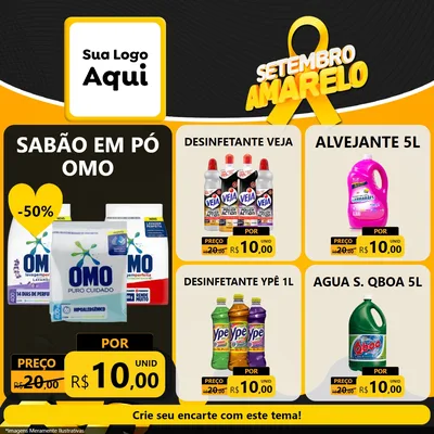 Modelo de Rede Social para Feed Facebook com o tema Setembro Amarelo para Produtos de Limpeza
