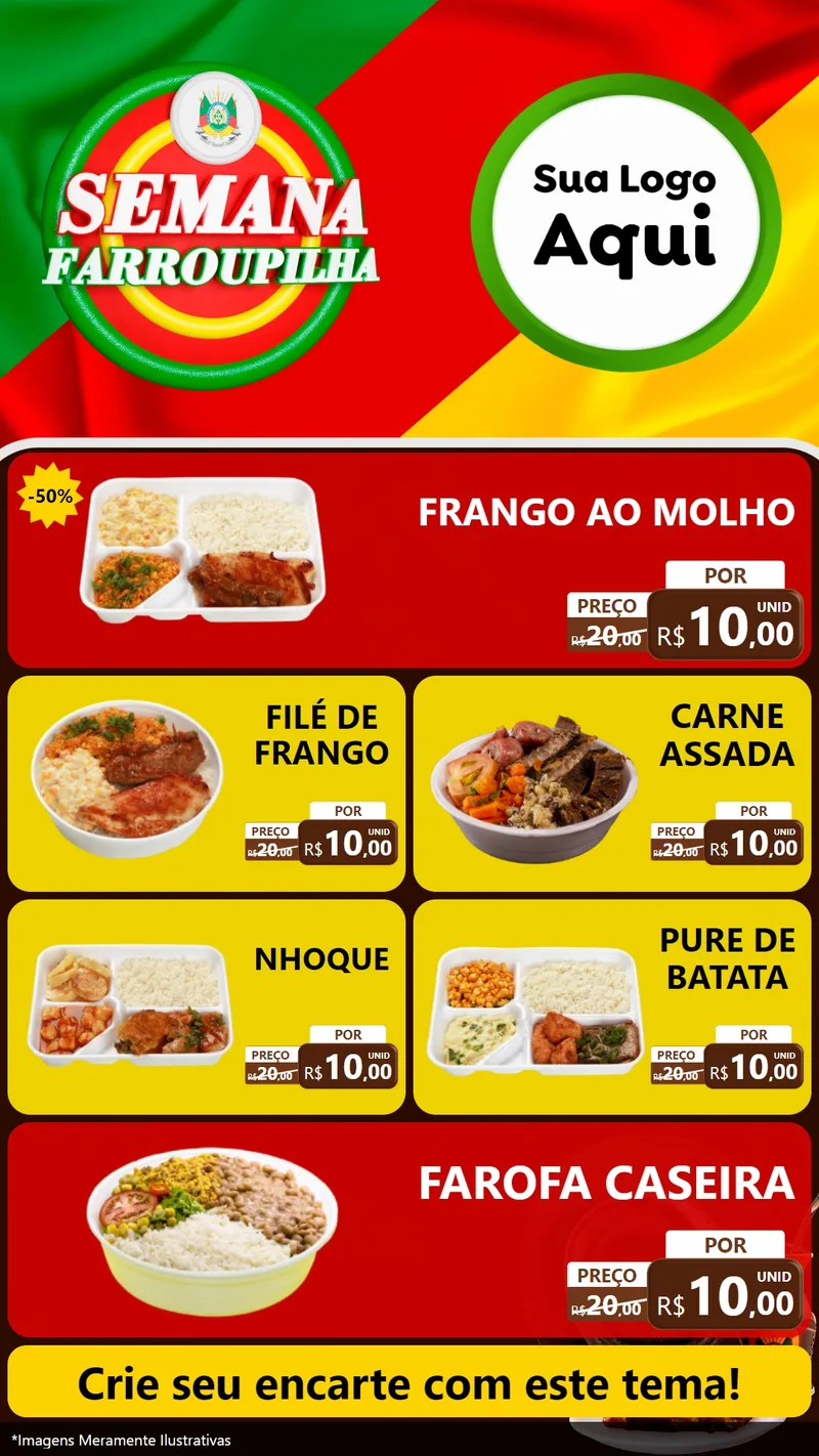 Modelo de TV para TV Vertical com o tema Semana Farroupilha para Restaurante