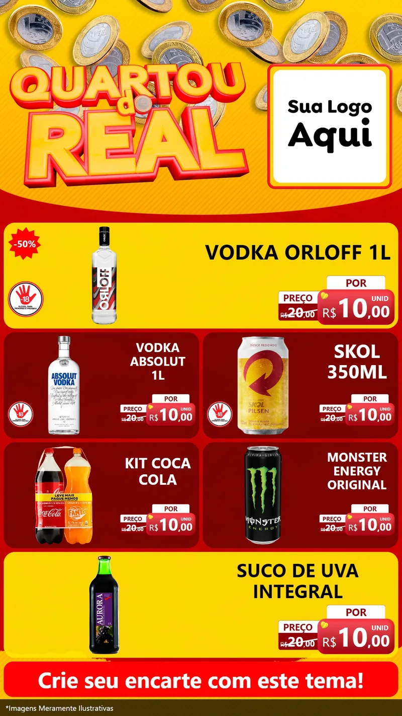 Modelo de TV para TV Vertical com o tema Quartou do Real para Distribuidora de bebidas