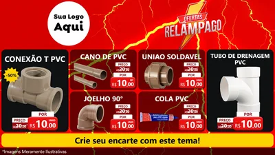 Modelo de TV para TV Horizontal com o tema Ofertas Relâmpago para Tubos e conexões