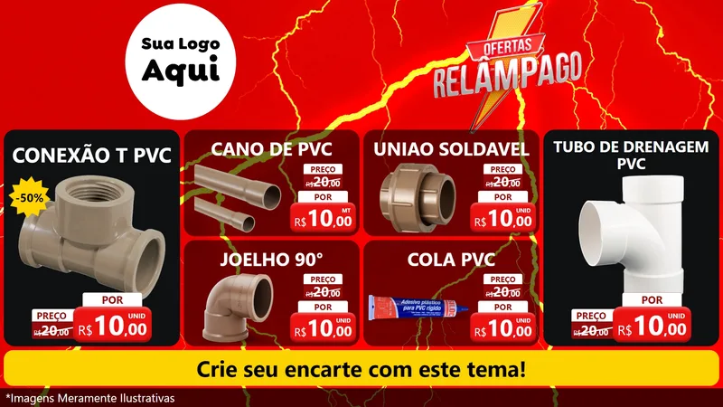 Modelo de TV para TV Horizontal com o tema Ofertas Relâmpago para Tubos e conexões