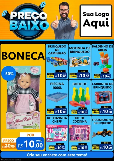 Modelo de Encarte para Encarte A4 Vertical com o tema Preço Baixo para Brinquedos