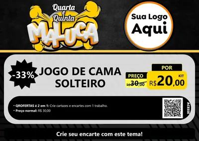 Modelo de Cartaz para Cartaz A4 Horizontal com o tema Quarta e Quinta Maluca para Cama, Mesa e Banho