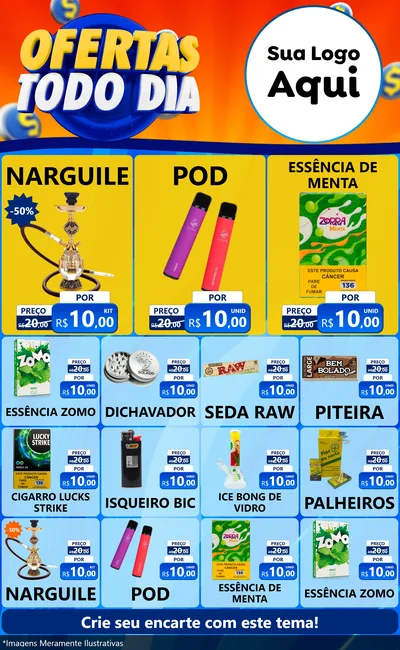 Modelo de Encarte para Encarte Grande com o tema Ofertas Todo Dia para Tabacaria