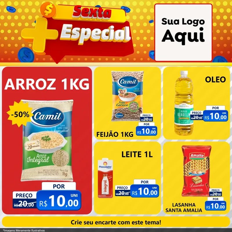 Modelo de Rede Social para Feed Facebook com o tema Sexta Mais Especial para Supermercado