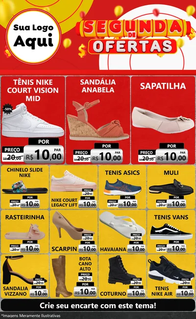 Modelo de Encarte para Encarte Grande com o tema Segunda de Ofertas para Calçados