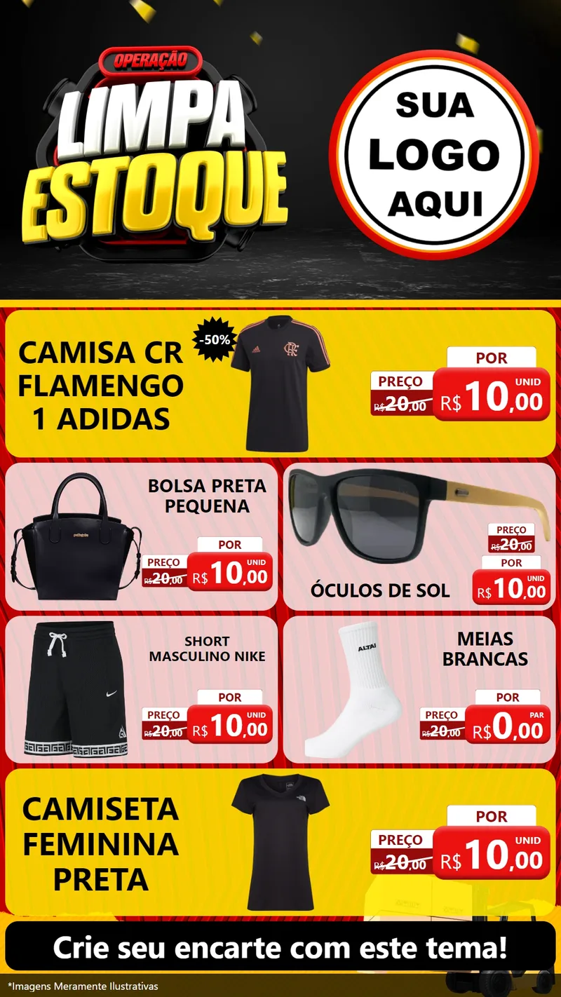 Modelo de TV para TV Vertical com o tema Operação Limpa Estoque para Roupas e acessórios