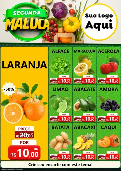 Modelo de Encarte para Encarte A4 Vertical com o tema Segunda Maluca - Hortifrúti para Hortifrúti