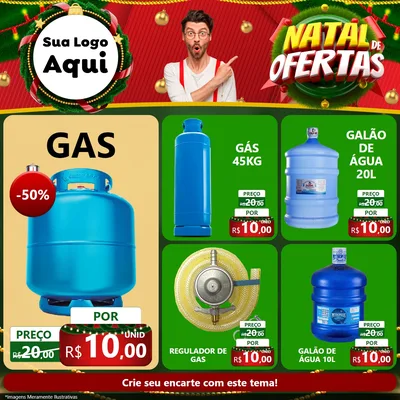 Modelo de Rede Social para Feed Facebook com o tema Natal de Ofertas para Água e gás