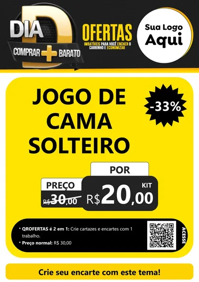 Modelo de Cartaz para Cartaz A4 Vertical com o tema Dia D Mais Economia para Cama, Mesa e Banho