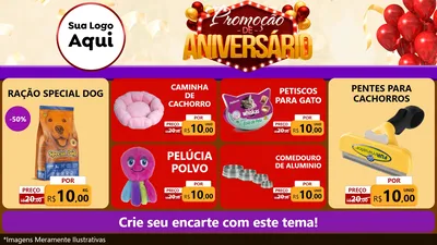 Modelo de TV para TV Horizontal com o tema Promoção de Aniversário para Pet Shop